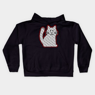 PEACE KITTY CAT STICKER | RED BURGUNDY Kids Hoodie